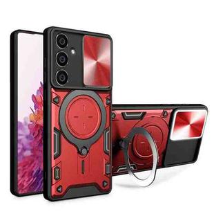 For Samsung Galaxy S23 FE 5G CD Texture Sliding Camshield Magnetic Holder Phone Case(Red)