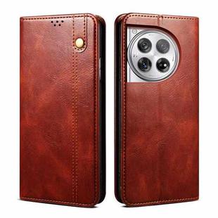 For OnePlus 12 Oil Wax Crazy Horse Texture Leather Phone Case(Brown)