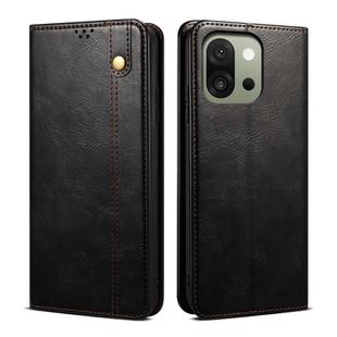For OnePlus 13s 5G Oil Wax Crazy Horse Texture Leather Phone Case(Black)