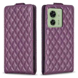 For Motorola Edge 40 5G Diamond Lattice Vertical Flip Leather Phone Case(Dark Purple)