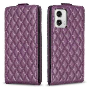 For Motorola Moto G73 5G Diamond Lattice Vertical Flip Leather Phone Case(Dark Purple)