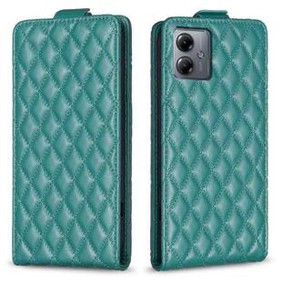 For Motorola Moto G14 4G Diamond Lattice Vertical Flip Leather Phone Case(Green)