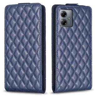 For Motorola Moto G14 4G Diamond Lattice Vertical Flip Leather Phone Case(Blue)