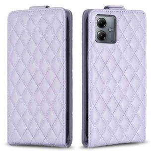 For Motorola Moto G14 4G Diamond Lattice Vertical Flip Leather Phone Case(Purple)