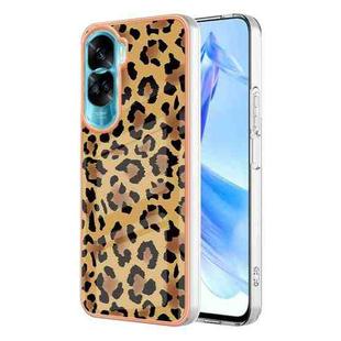 For Honor 90 Lite 5G Electroplating Marble Dual-side IMD Phone Case(Leopard Print)