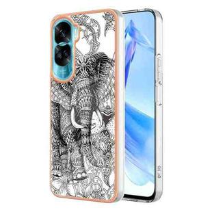 For Honor 90 Lite 5G Electroplating Marble Dual-side IMD Phone Case(Totem Elephant)