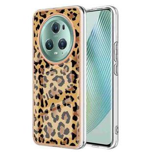 For Honor Magic 5 Pro Electroplating Marble Dual-side IMD Phone Case(Leopard Print)