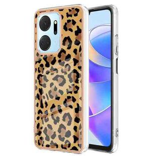 For Honor X7a Electroplating Marble Dual-side IMD Phone Case(Leopard Print)