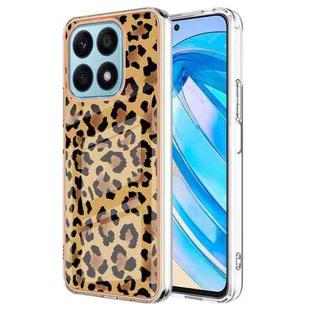 For Honor X8a Electroplating Marble Dual-side IMD Phone Case(Leopard Print)