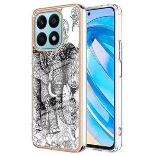 For Honor X8a Electroplating Marble Dual-side IMD Phone Case(Totem Elephant)