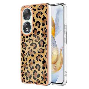 For Honor 90 5G Electroplating Marble Dual-side IMD Phone Case(Leopard Print)