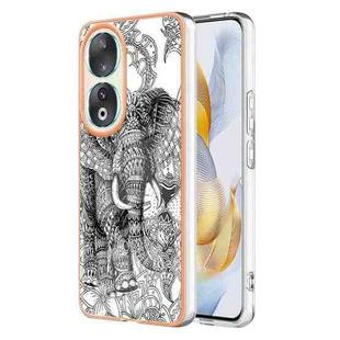 For Honor 90 5G Electroplating Marble Dual-side IMD Phone Case(Totem Elephant)