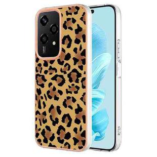 For Honor 200 Lite Global Electroplating Marble Dual-side IMD Phone Case(Leopard Print)