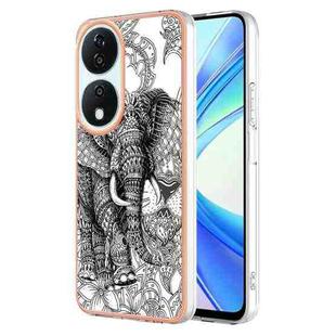 For Honor X7b 4G / 5G Electroplating Marble Dual-side IMD Phone Case(Totem Elephant)