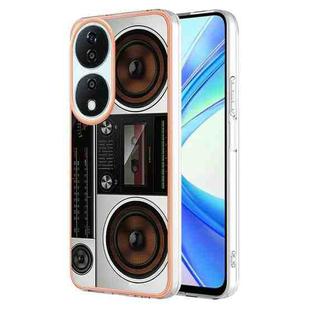 For Honor X7b 4G / 5G Electroplating Marble Dual-side IMD Phone Case(Retro Radio)