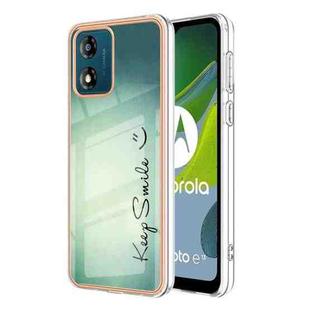 For Motorola Moto E13 Electroplating Marble Dual-side IMD Phone Case(Smile)