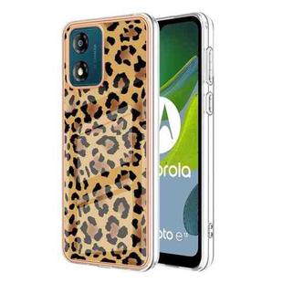 For Motorola Moto E13 Electroplating Marble Dual-side IMD Phone Case(Leopard Print)