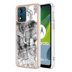 For Motorola Moto E13 Electroplating Marble Dual-side IMD Phone Case(Totem Elephant)