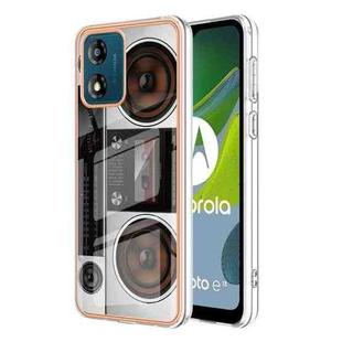 For Motorola Moto E13 Electroplating Marble Dual-side IMD Phone Case(Retro Radio)