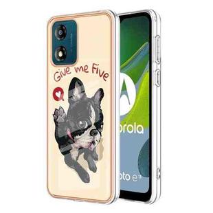 For Motorola Moto E13 Electroplating Marble Dual-side IMD Phone Case(Lucky Dog)
