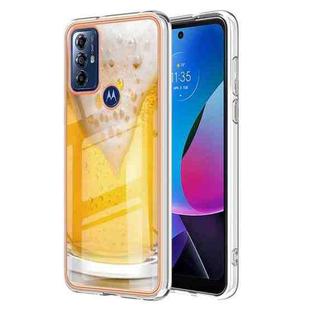 For Motorola Moto G Play 2023 Electroplating Marble Dual-side IMD Phone Case(Draft Beer)