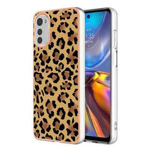 For Motorola Moto E32 4G / E32S Electroplating Marble Dual-side IMD Phone Case(Leopard Print)