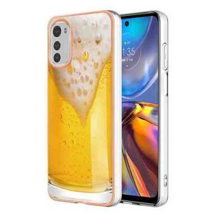 For Motorola Moto E32 4G / E32S Electroplating Marble Dual-side IMD Phone Case(Draft Beer)