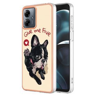 For Motorola Moto G14 Electroplating Marble Dual-side IMD Phone Case(Lucky Dog)