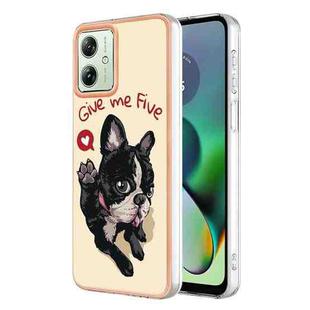 For Motorola Moto G54 Electroplating Marble Dual-side IMD Phone Case(Lucky Dog)