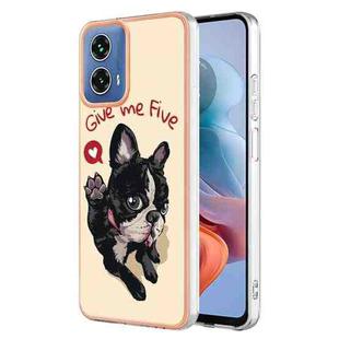 For Motorola Moto G34 Electroplating Marble Dual-side IMD Phone Case(Lucky Dog)