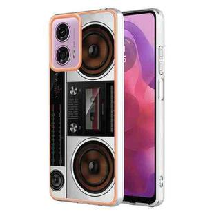 For Motorola Moto G04 4G / G24 4G Electroplating Marble Dual-side IMD Phone Case(Retro Radio)