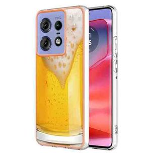 For Motorola Edge 50 Pro Electroplating Marble Dual-side IMD Phone Case(Draft Beer)