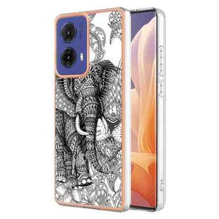 For Motorola Moto G85 Electroplating Marble Dual-side IMD Phone Case(Totem Elephant)