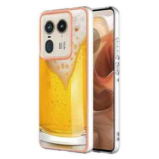 For Motorola Edge 50 Ultra Electroplating Marble Dual-side IMD Phone Case(Draft Beer)