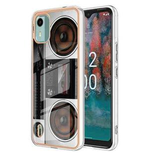 For Nokia C12 Electroplating Marble Dual-side IMD Phone Case(Retro Radio)