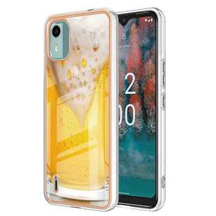 For Nokia C12 Electroplating Marble Dual-side IMD Phone Case(Draft Beer)