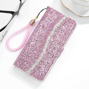 For Xiaomi Redmi 6 / 6A Glitter Powder Horizontal Flip Leather Case with Card Slots & Holder & Lanyard(Pink)