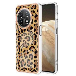 For OnePlus 11 Electroplating Marble Dual-side IMD Phone Case(Leopard Print)