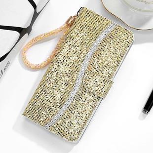 For Huawei P30 Lite Glitter Powder Horizontal Flip Leather Case with Card Slots & Holder & Lanyard(Gold)