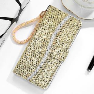 For Huawei P Smart Z Glitter Powder Horizontal Flip Leather Case with Card Slots & Holder & Lanyard(Gold)