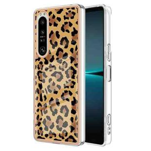 For Sony Xperia 1 IV Electroplating Marble Dual-side IMD Phone Case(Leopard Print)