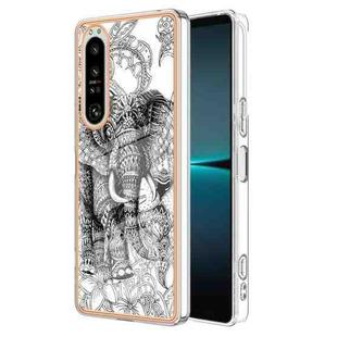 For Sony Xperia 1 IV Electroplating Marble Dual-side IMD Phone Case(Totem Elephant)