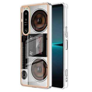 For Sony Xperia 1 IV Electroplating Marble Dual-side IMD Phone Case(Retro Radio)