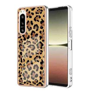 For Sony Xperia 5 IV Electroplating Marble Dual-side IMD Phone Case(Leopard Print)