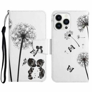 For iPhone 15 Pro Max 3D Colored Drawing Flip Leather Phone Case(Dandelions)