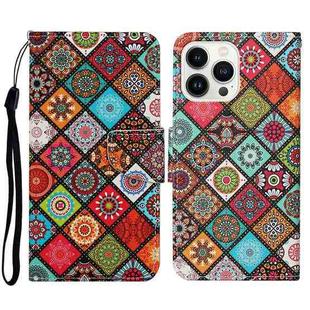 For iPhone 15 Pro 3D Colored Drawing Flip Leather Phone Case(Ethnic Totem)