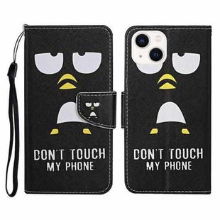 For iPhone 15 3D Colored Drawing Flip Leather Phone Case(Penguins)