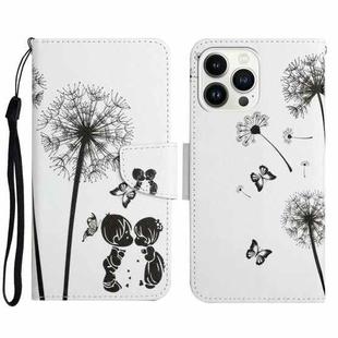 For iPhone 16 Pro Max 3D Colored Drawing Flip Leather Phone Case(Dandelions)