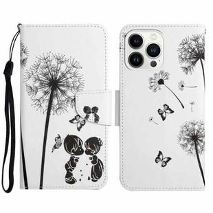 For iPhone 16 Pro 3D Colored Drawing Flip Leather Phone Case(Dandelions)