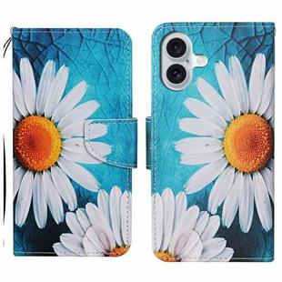 For iPhone 16 Plus 3D Colored Drawing Flip Leather Phone Case(Chrysanthemum)